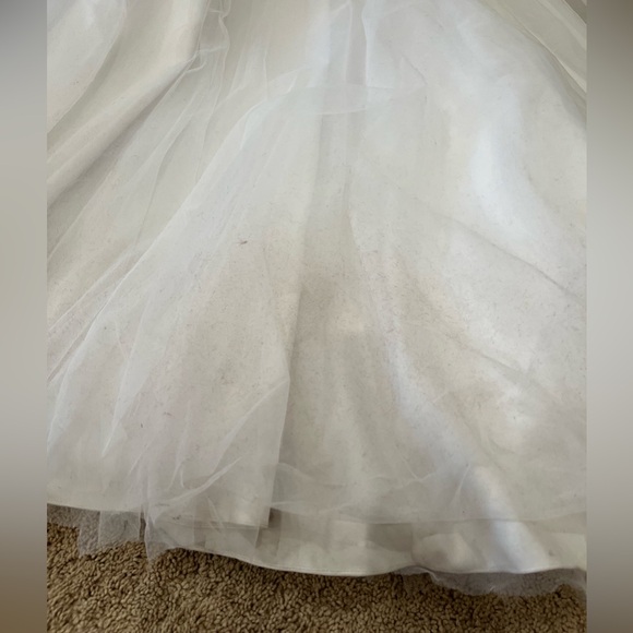 Oleg Cassini Strapless Wedding Dress with Beading A-line - Picture 12 of 14